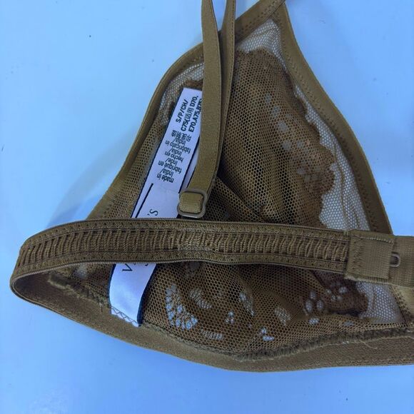 Victoria's Secret Golden Brown Lace Triangle Bralette Bra Size Small - Picture 4 of 5